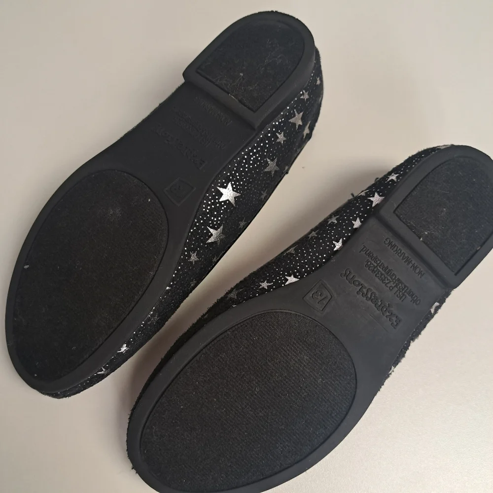 Black Sparkle Ballet Flats Girls Dress Shoes